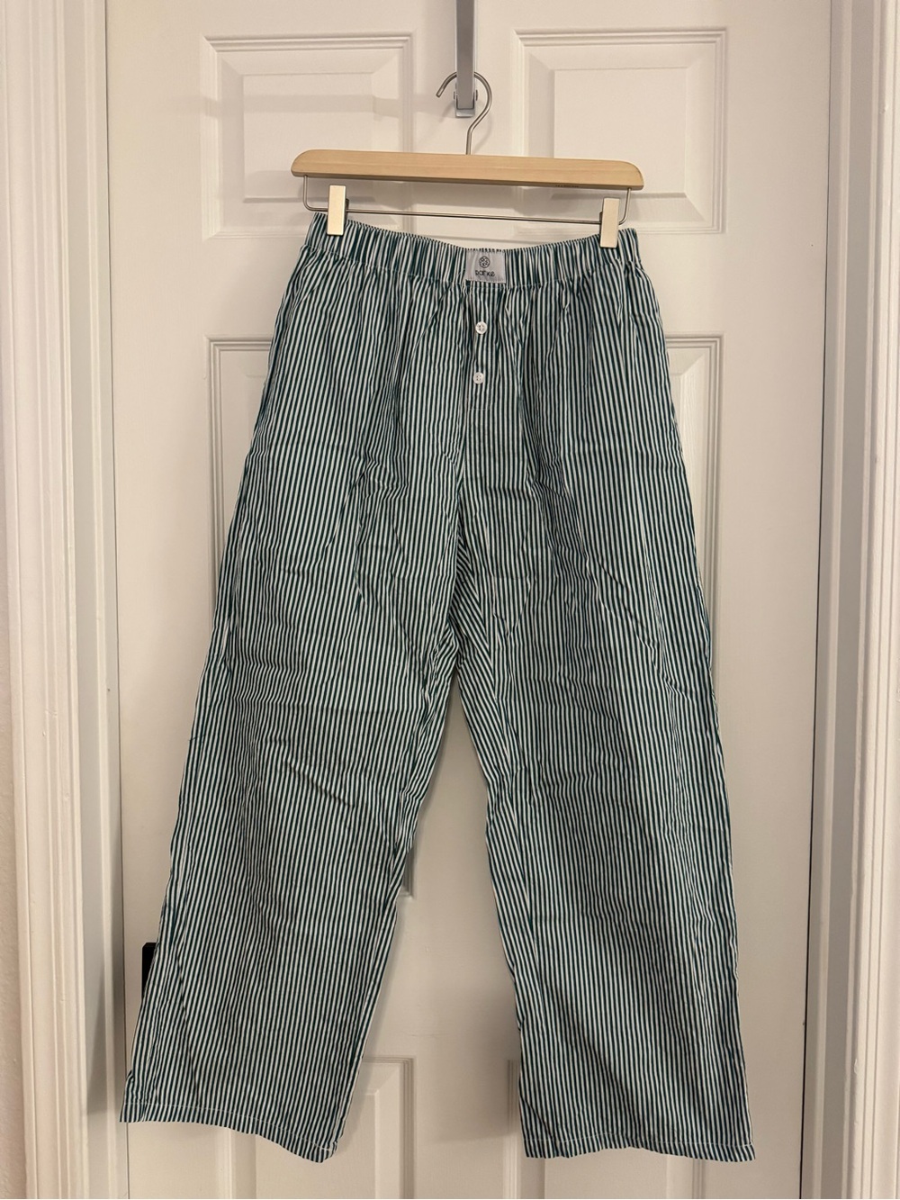 Parke Green & White Striped Boxer Pants